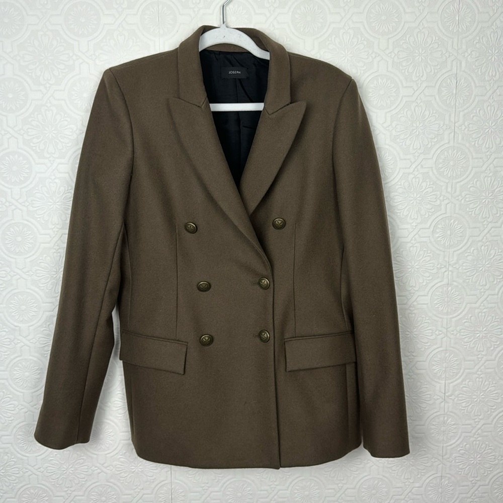 Joseph Military Coat Trench Pea Jacket Olive Brown Taupe Double Breasted 44